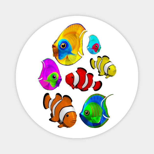 Tropical Colorful Fish Pattern Magnet by BluedarkArt